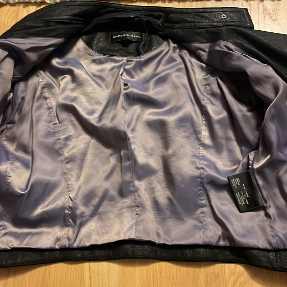 Women’s Genuine Leather Andrew Marc Jacket, pebbled black, size M - Picture 13 of 17